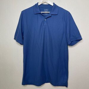 L.L.Bean Shirt Mens L Tall Navy Polo Traditional Fit Short Sleeve Classic Fit
